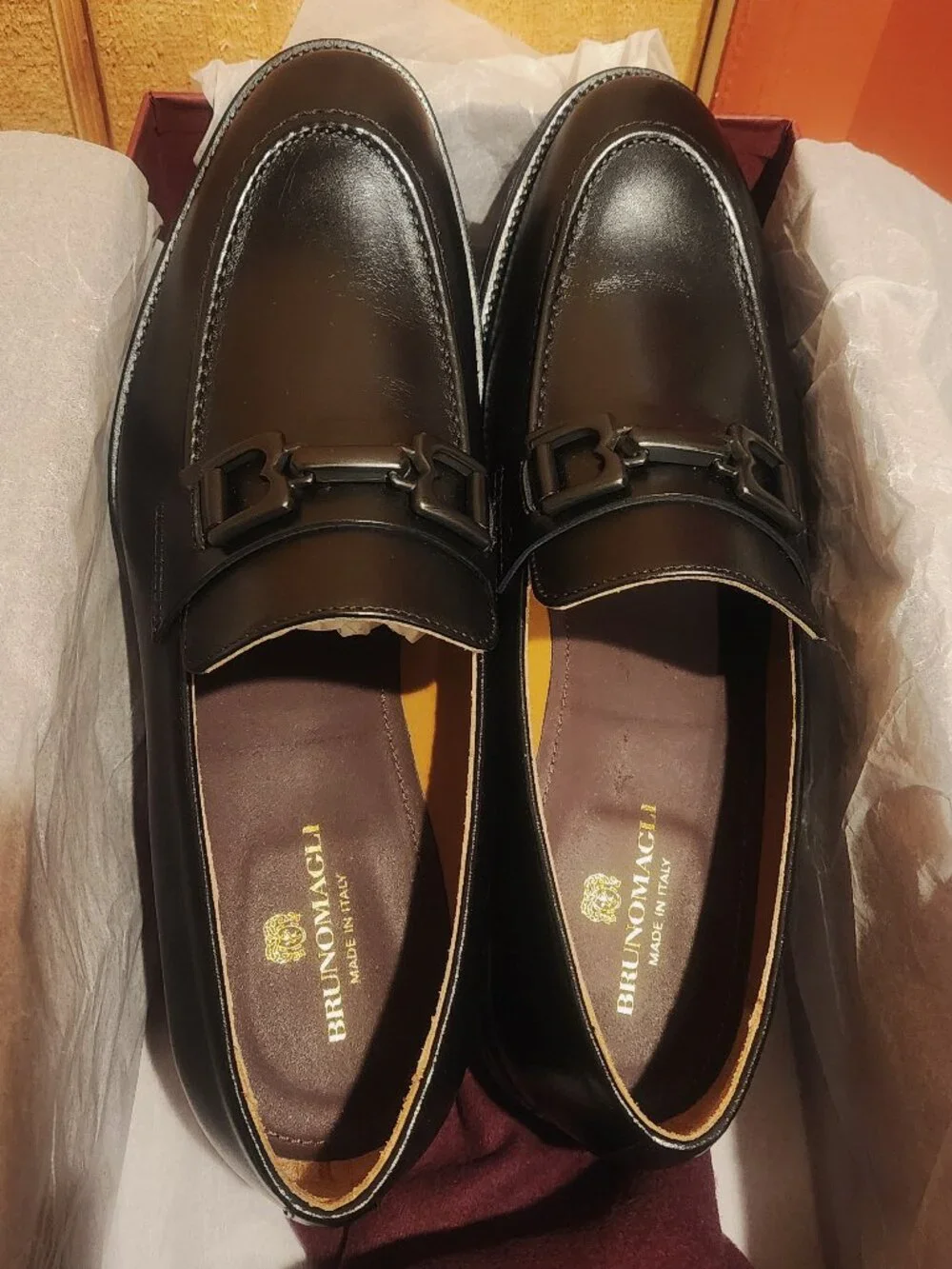 Bruno Magli Alpha Bit Leather Loafers Black Calf Mens Size 9